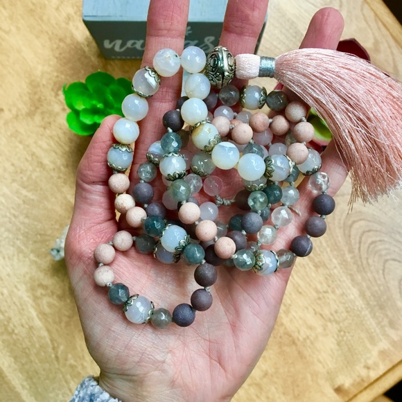 Handmade 108 Bead Tassel Mala Necklace, Crystals - Picture 4 of 8